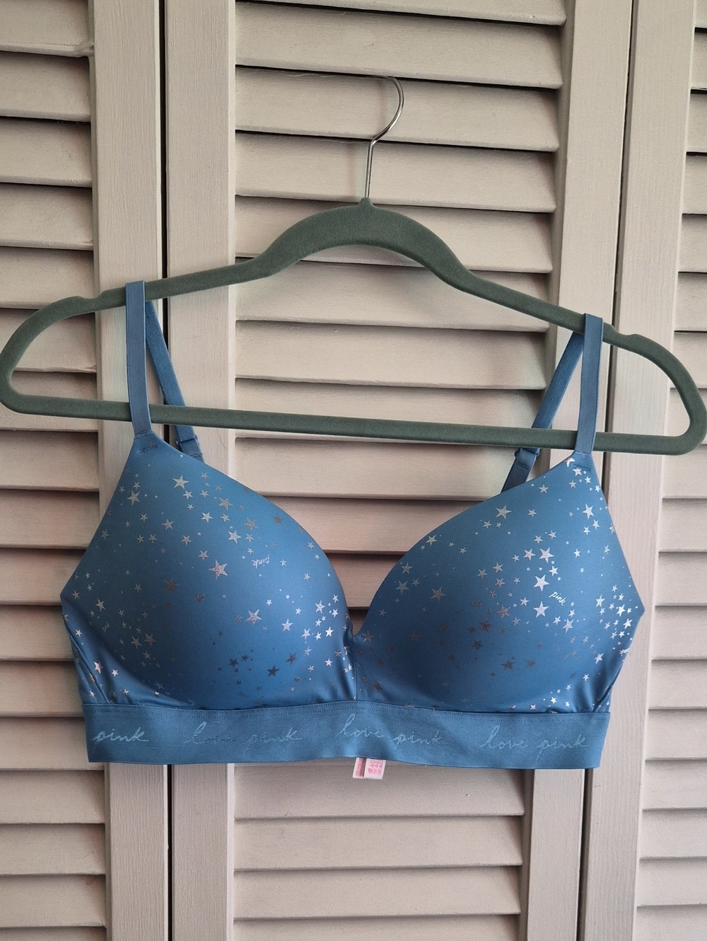 PINK Victoria's Secret Blue Star-Print Wireless Bra